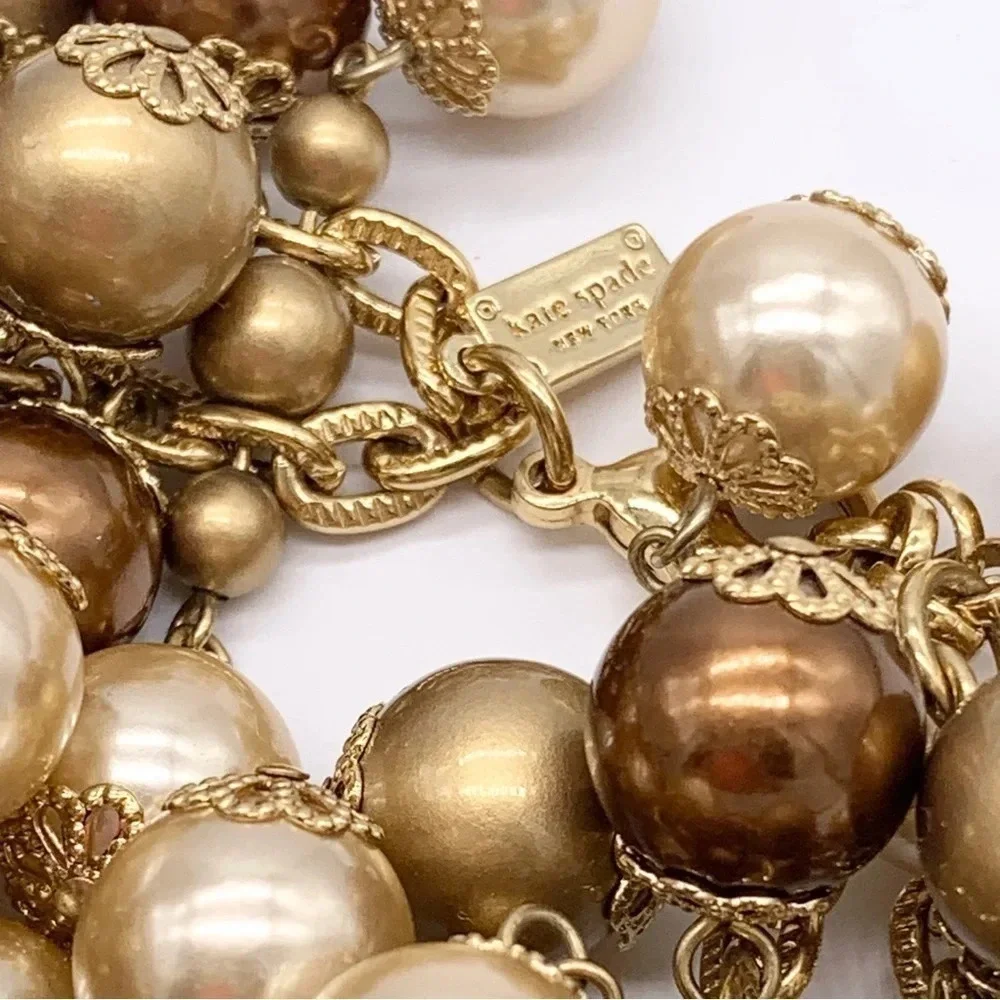 Kate Spade Bronze Gold Champagne Pearl Cha Cha Bracelet